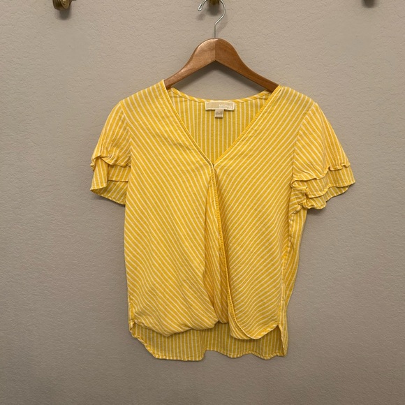 MICHAEL Michael Kors Yellow Striped Blouse - Picture 1 of 9